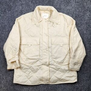 By Anthropologie Jacket Womens XL Cream Quilted Shirt Shacket Coat